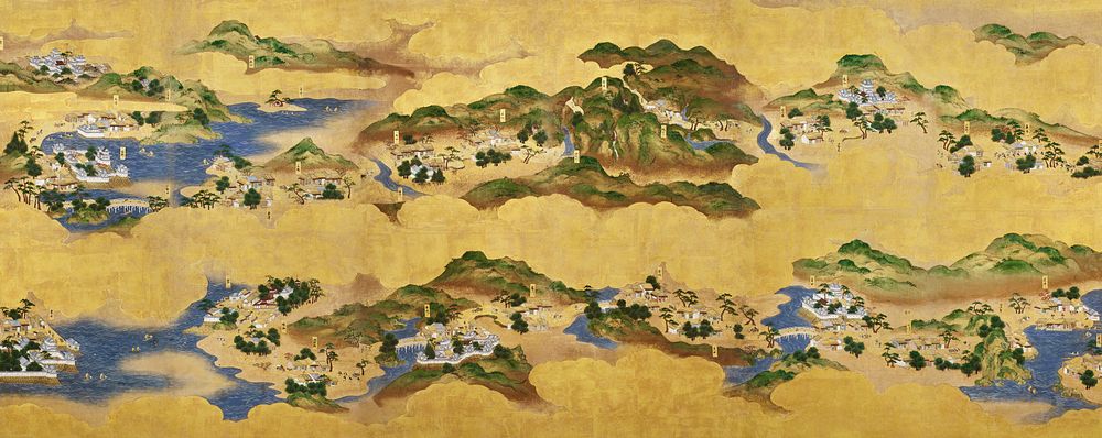 Ancient Japanese landscape map illustration. Original public domain image from the Minneapolis Institute of Art.   …