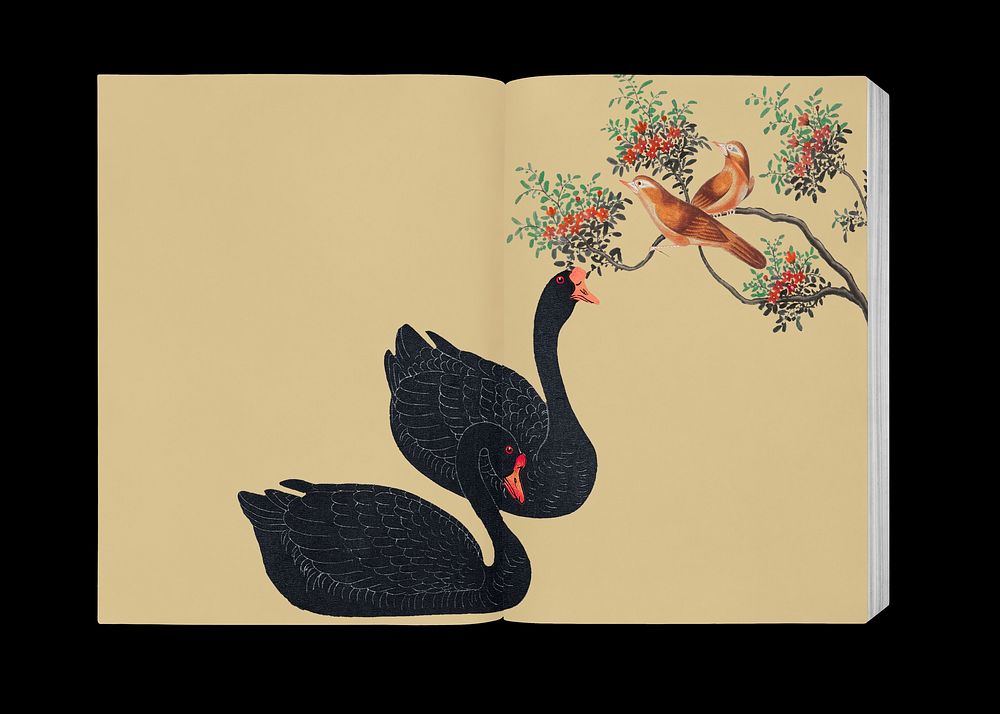 Vintage swan book mockup psd