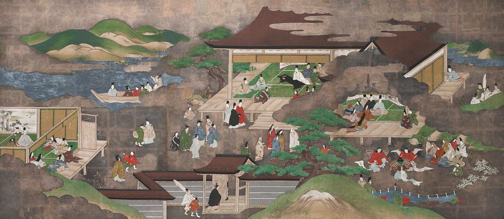Scenes from the Tale of Genji on Silver Ground (18th century) painting . Original public domain image from the Minneapolis…