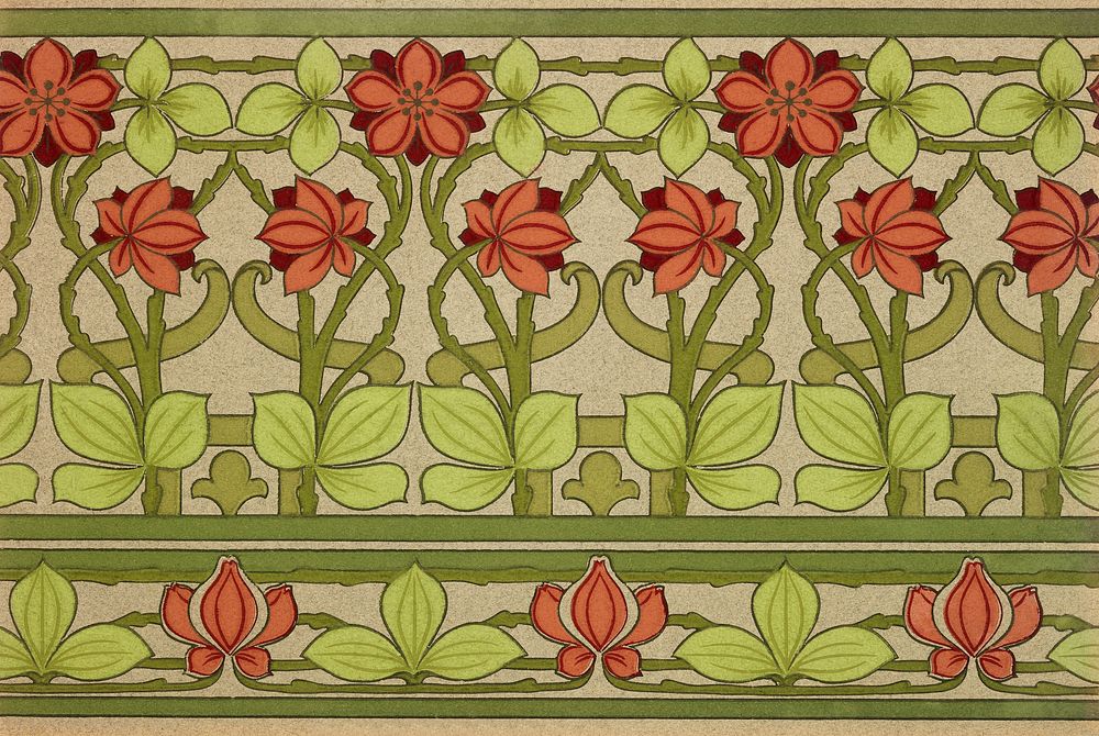 Frieze and border (1907&ndash;08) by S.A. Maxwell & Co. Public domain image from the Smithsonian. Digitally enhanced by…