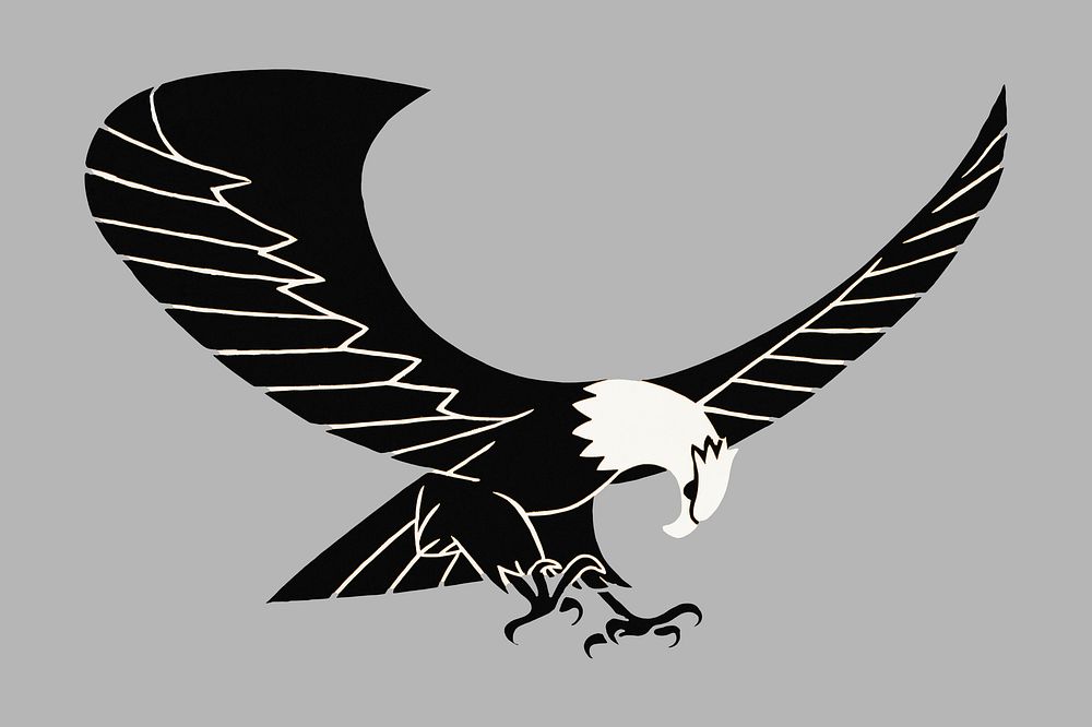 Black eagle, animal illustration psd.  Remastered by rawpixel