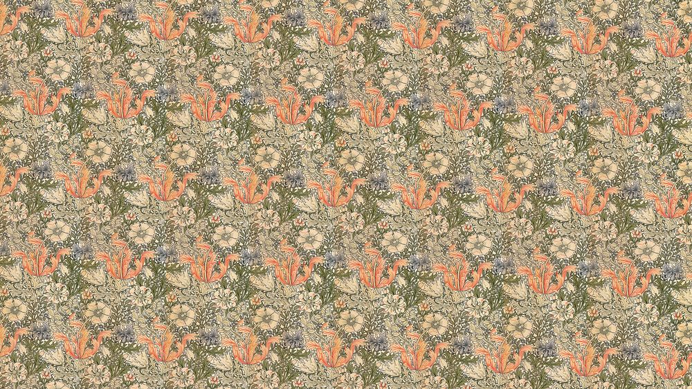 Compton pattern HD wallpaper, vintage flower.  Remastered by rawpixel