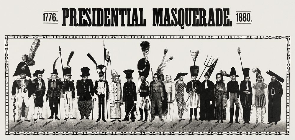 Presidential masquerade, aesthetic print. Original public domain image from the Library of Congress. Digitally enhanced by…