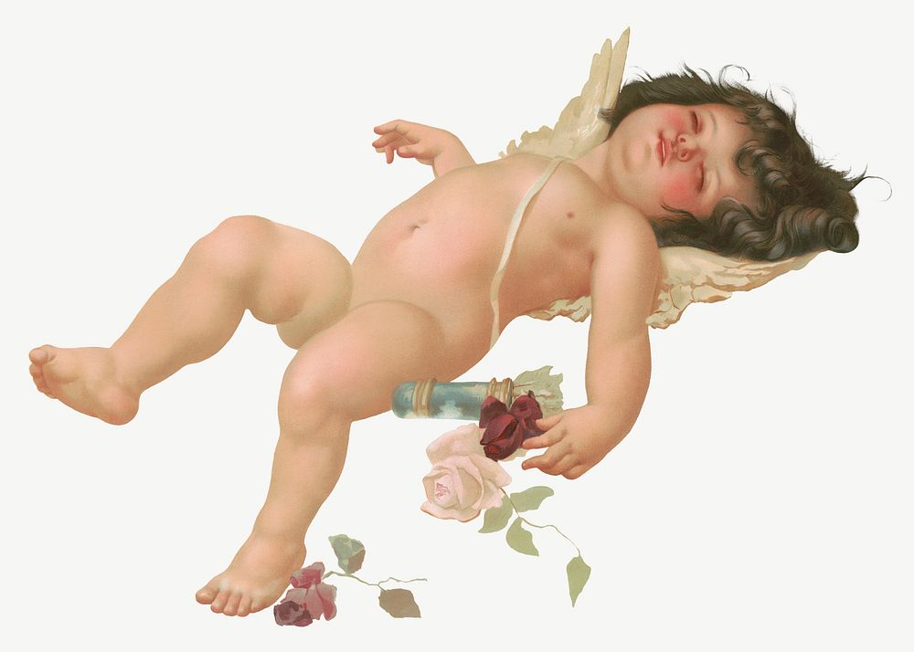 Aesthetic cherub psd.   Remastered by rawpixel