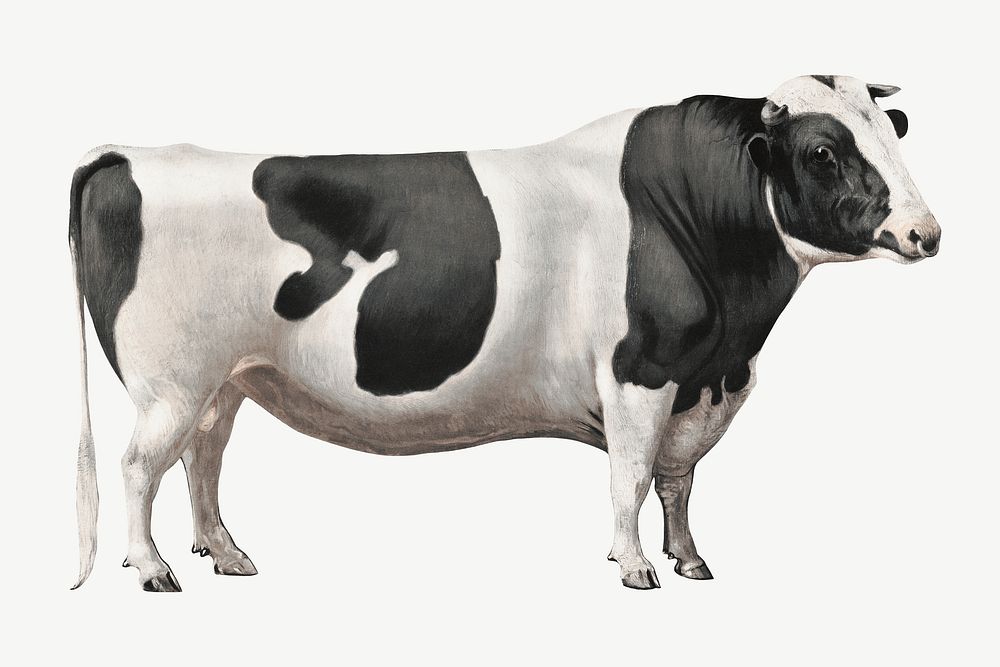 Aesthetic cow psd.   Remastered by rawpixel