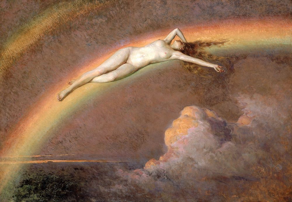 The Spirit of the Rainbow (1912-1919) aesthetic painting by Henry Mosler. Original public domain image from The Smithsonian…