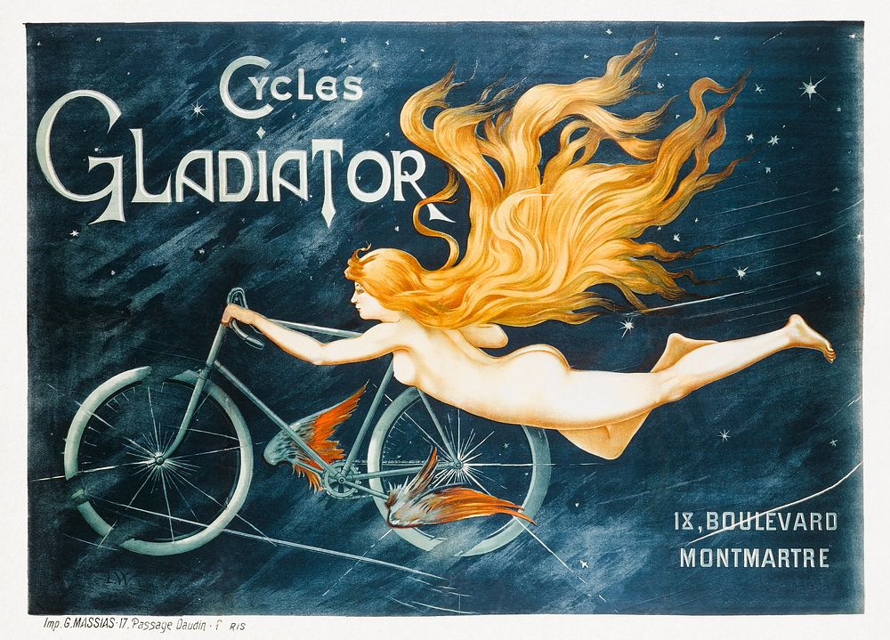 Cycles Gladiator (1895) lithography. Original public domain image from The Public Institution Paris Mus&eacute;es. Digitally…