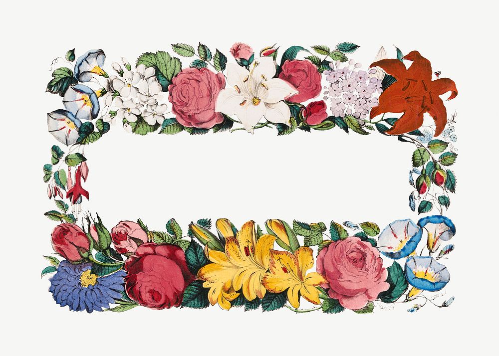 Aesthetic floral frame illustration.  Remastered by rawpixel