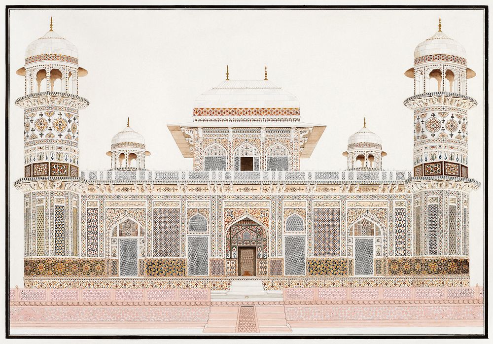 Itmad-ud-Daula tomb at Agra (1820) painting. Original public domain image from the Art Institute of Chicago. Digitally…