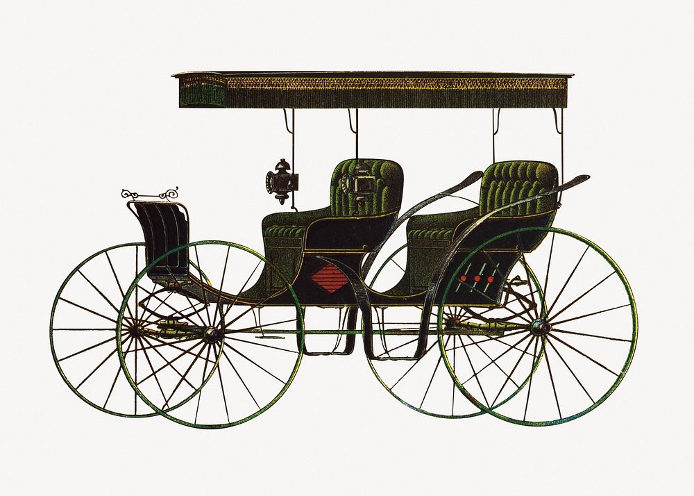 Vintage chariot, old transportation vehicle illustration.   Remixed by rawpixel.