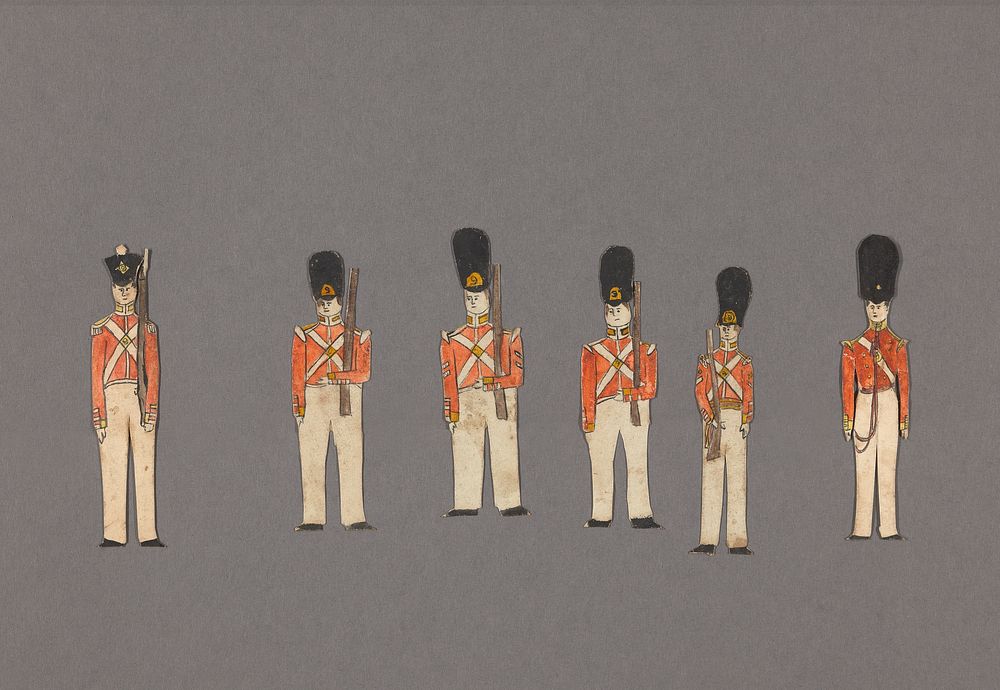 Toy soldier paper dolls (ca. 1830) in high resolution by Henry Sayers.  