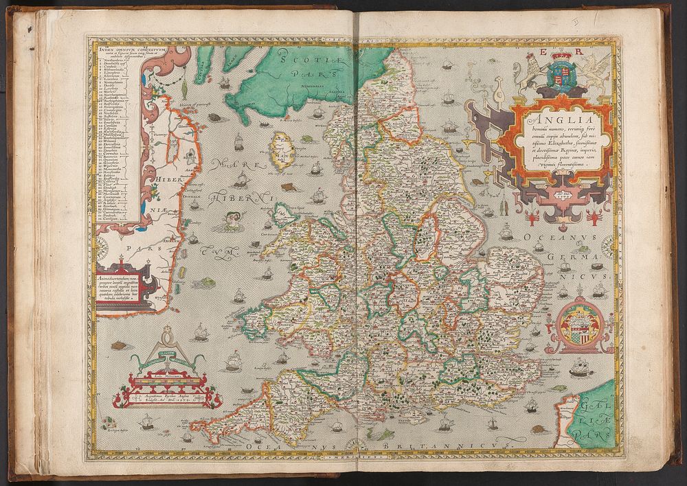 Atlas of the counties of England and Wales (1590) print in high resolution by Christopher Saxton.  