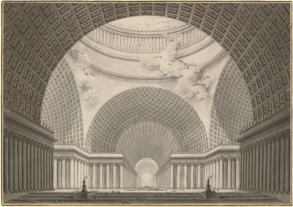 Perspective View of the Interior of a Metropolitan Church (1780&ndash;1781) drawing in high resolution by…