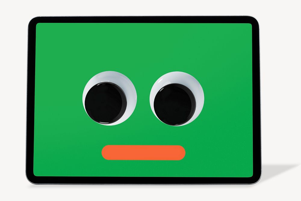 Green googly eyes tablet screen