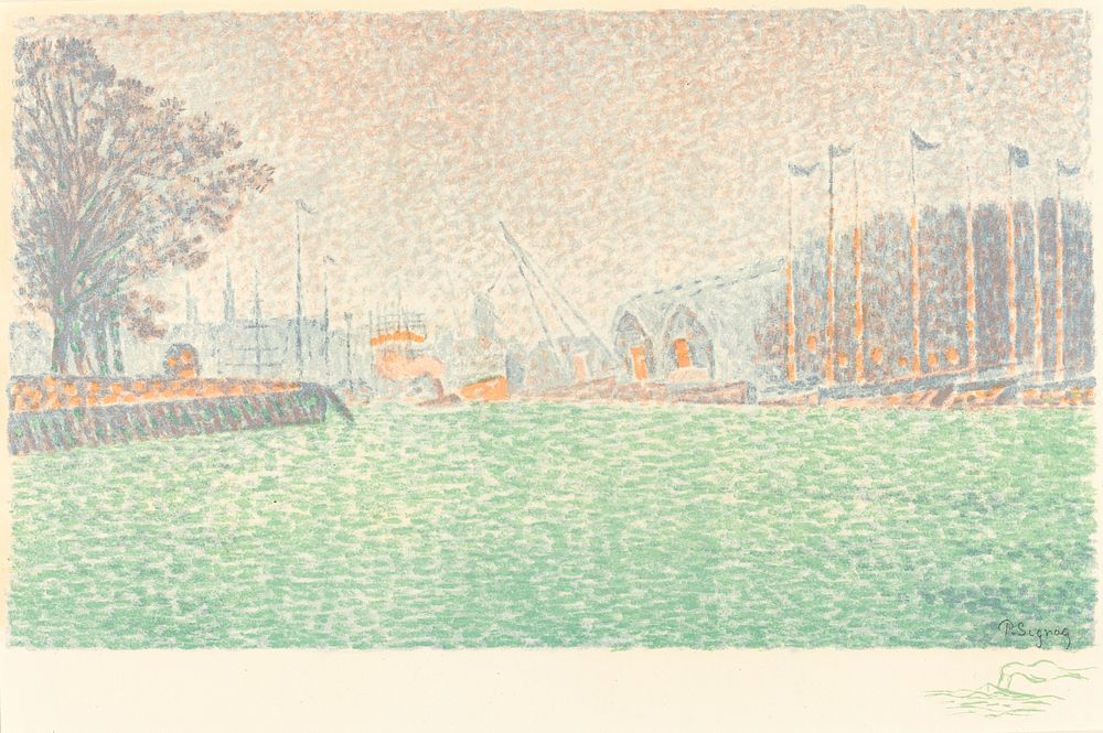 At Flushing (A Flessingue) (1895) print in high resolution by Paul Signac. 