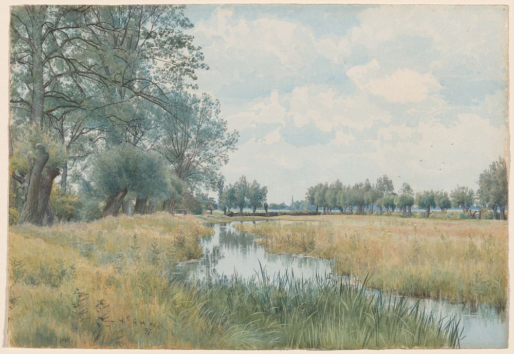 River Landscape near St. Ives, Huntingdonshire (1897) by William Fraser Garden.  