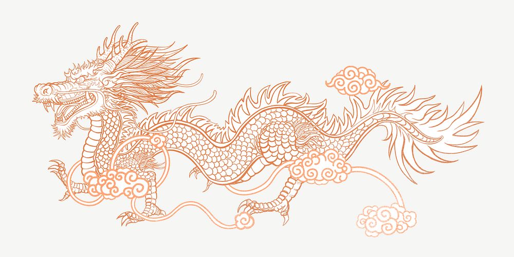 Golden dragon, Chinese New Year celebration illustration psd