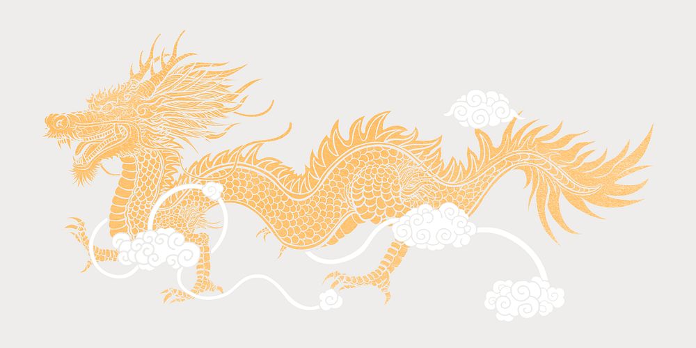 Golden dragon, Chinese New Year celebration illustration psd