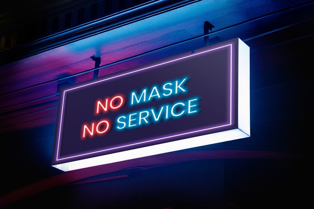 No mask, no service psd neon sign board