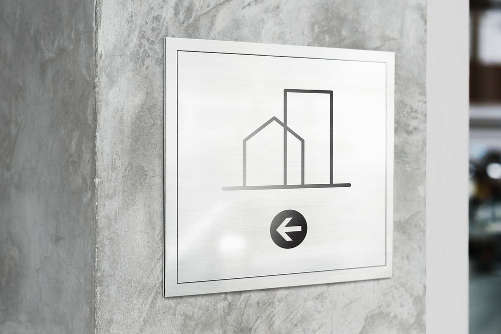 Wall sign mockup psd, housing architecture concept 