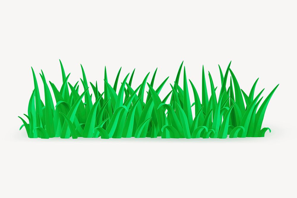 Green grass clipart, cute 3d graphic psd