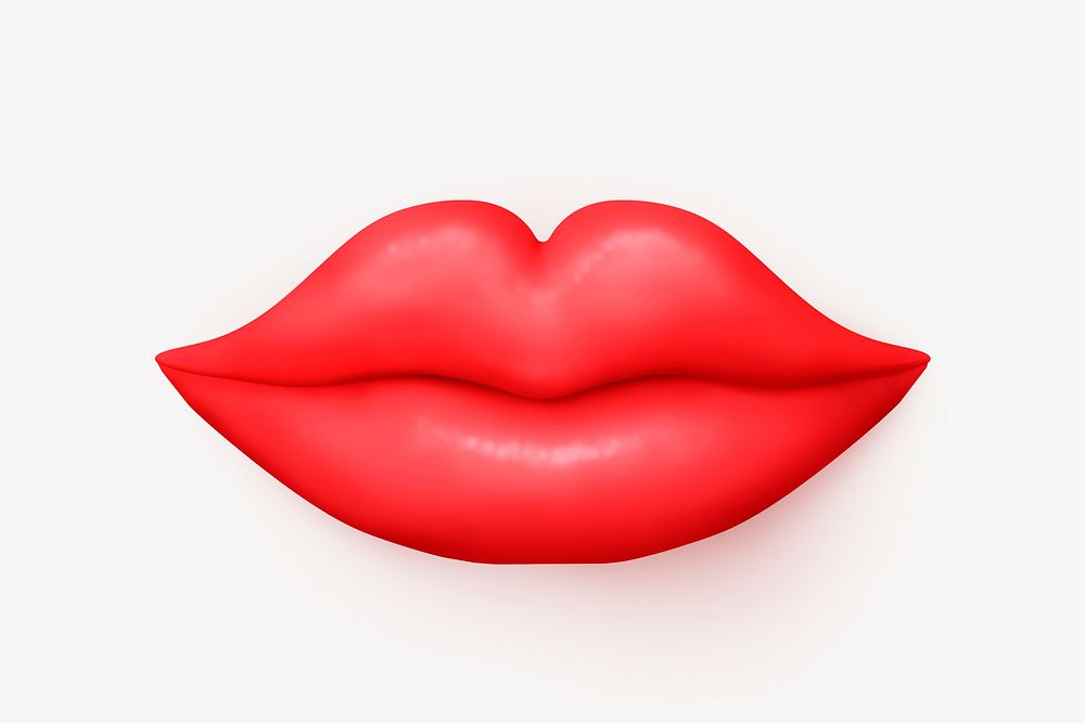 Red lips clipart, 3d graphic