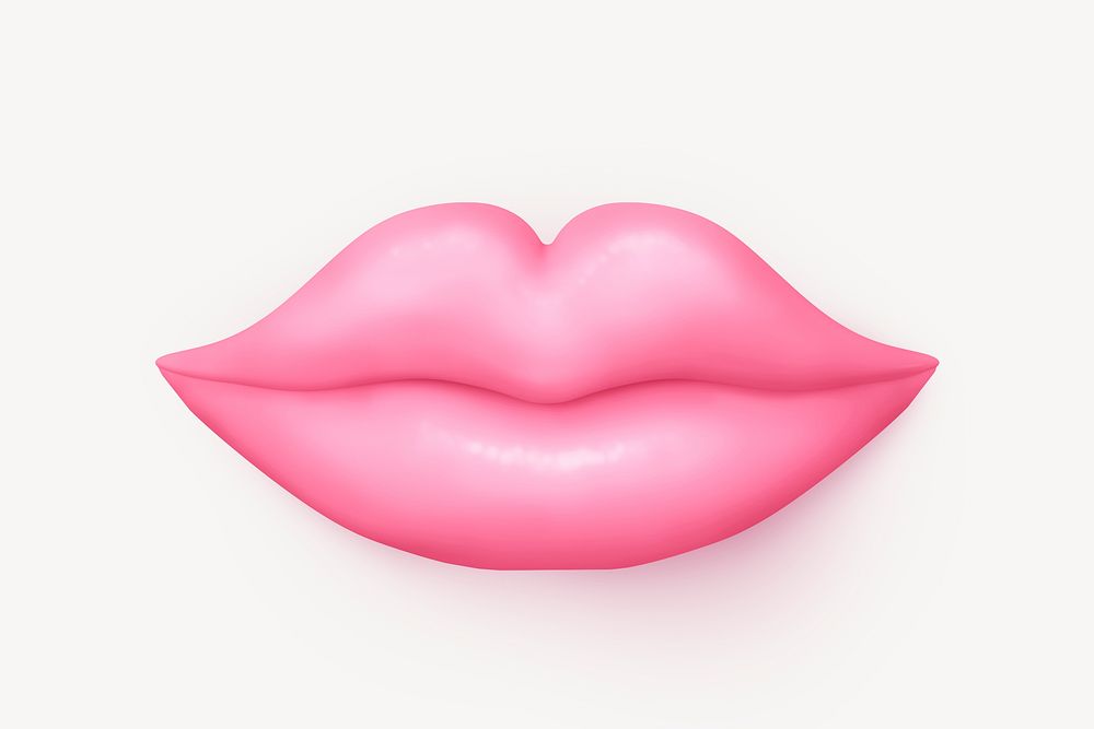 Pink lips clipart, 3d birthday graphic psd