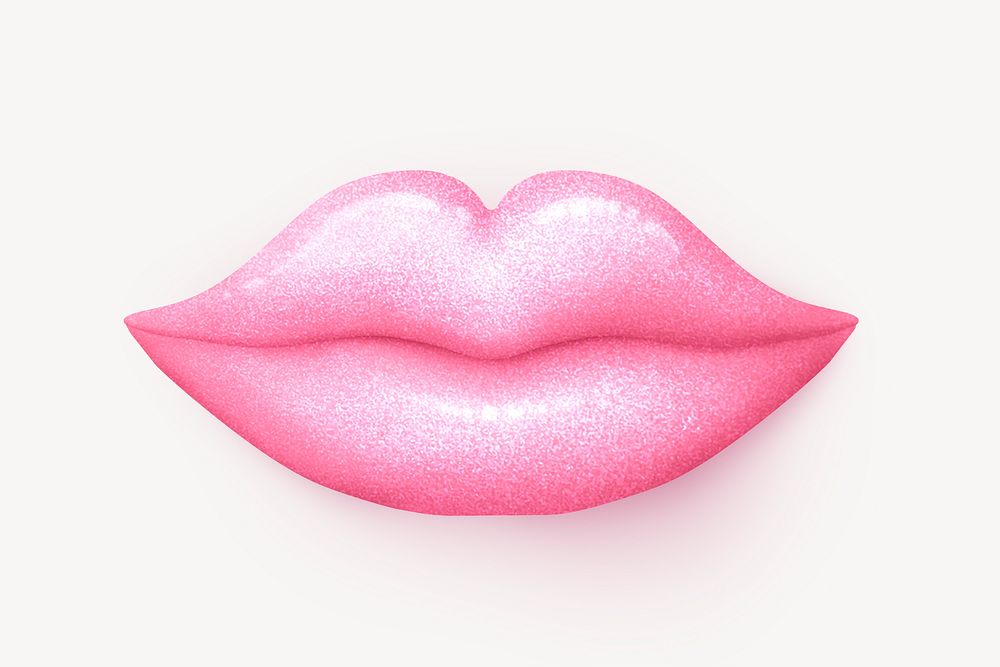 Pink lips clipart, 3d graphic