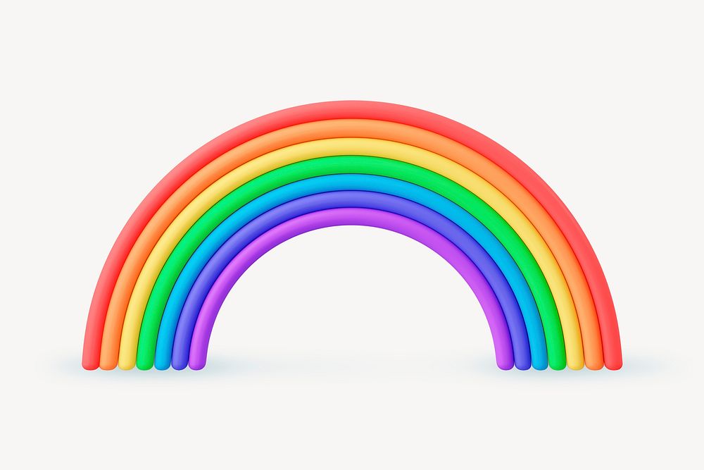 Rainbow clip art, 3d birthday graphic psd