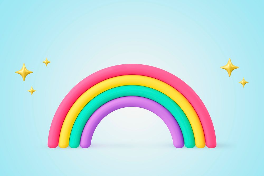 Rainbow background, 3d birthday graphic psd