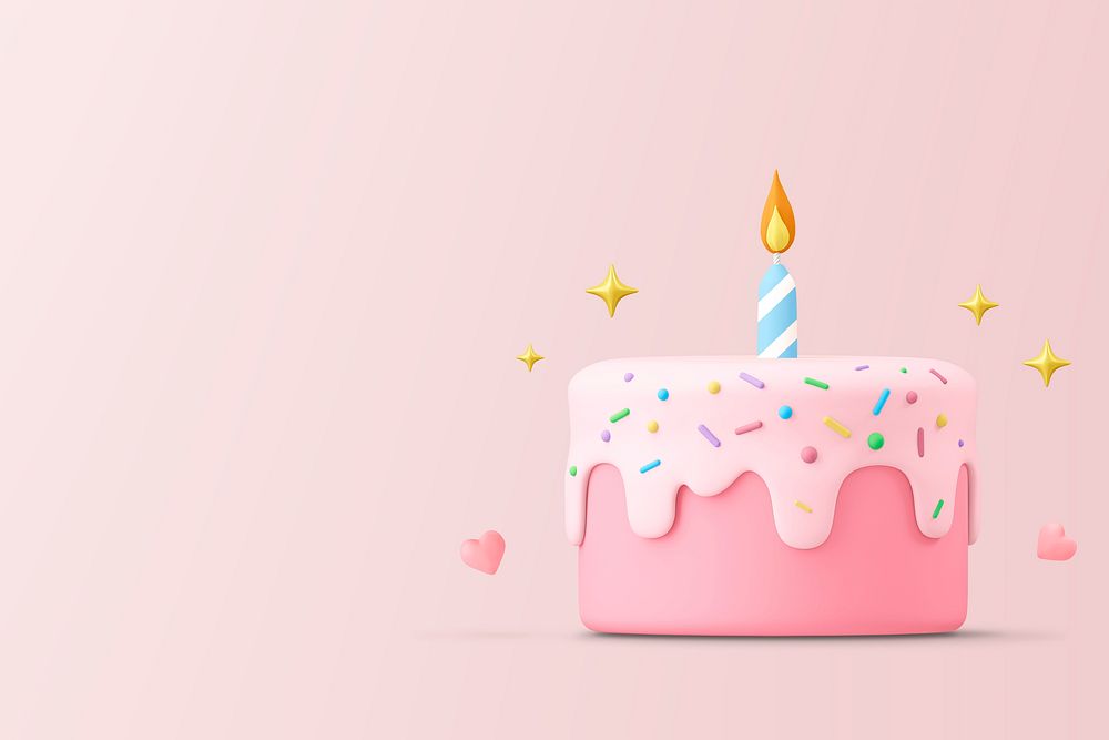 Brithday cake background, cute 3d graphic