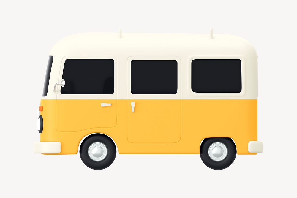 3D van collage element, transport design psd