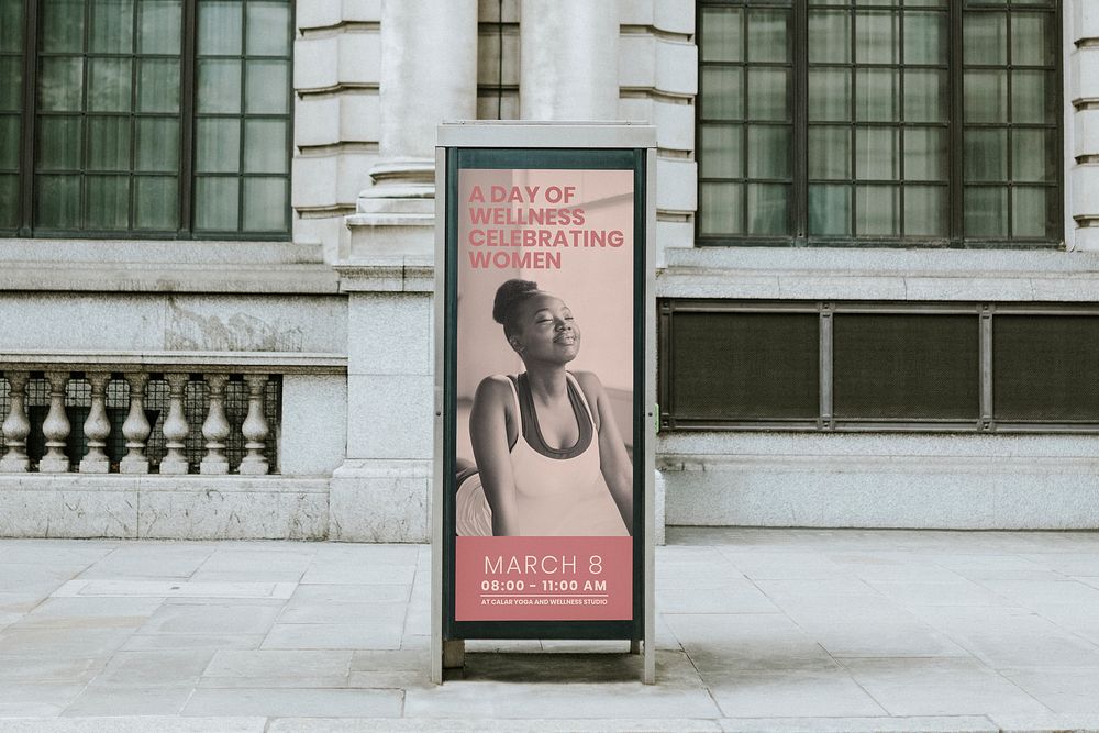 Street ad sign mockup, International Women's Day celebration concept psd