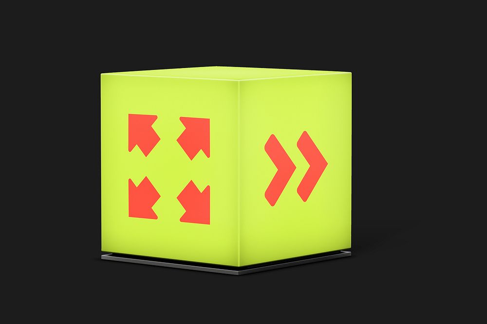 Square light box sign mockup, 3D realistic design psd