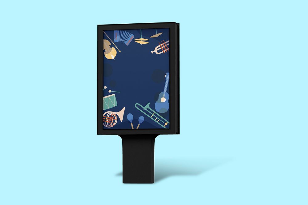 3D bus stop ad sign, music image