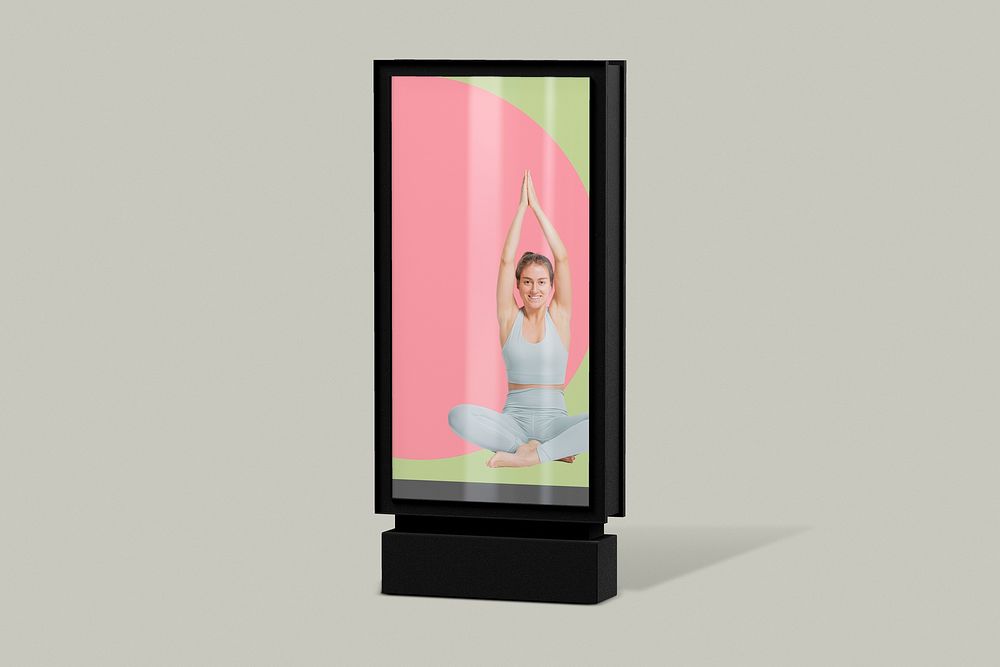 3D bus stop ad sign, yoga image