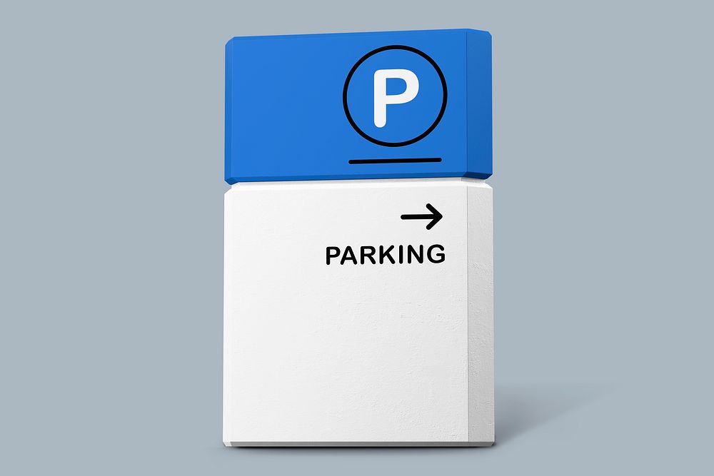 3D pylon sign mockup, parking direction psd