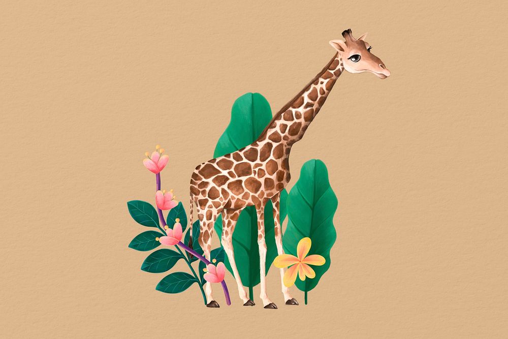 Giraffe background, brown design, animal illustration