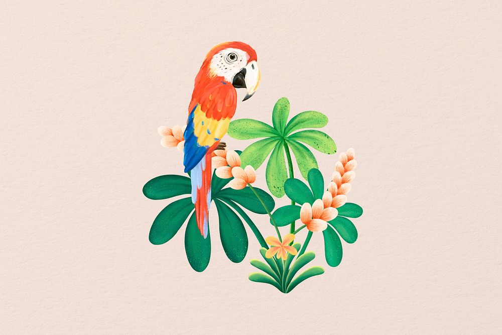 Cute macaw background, animal illustration