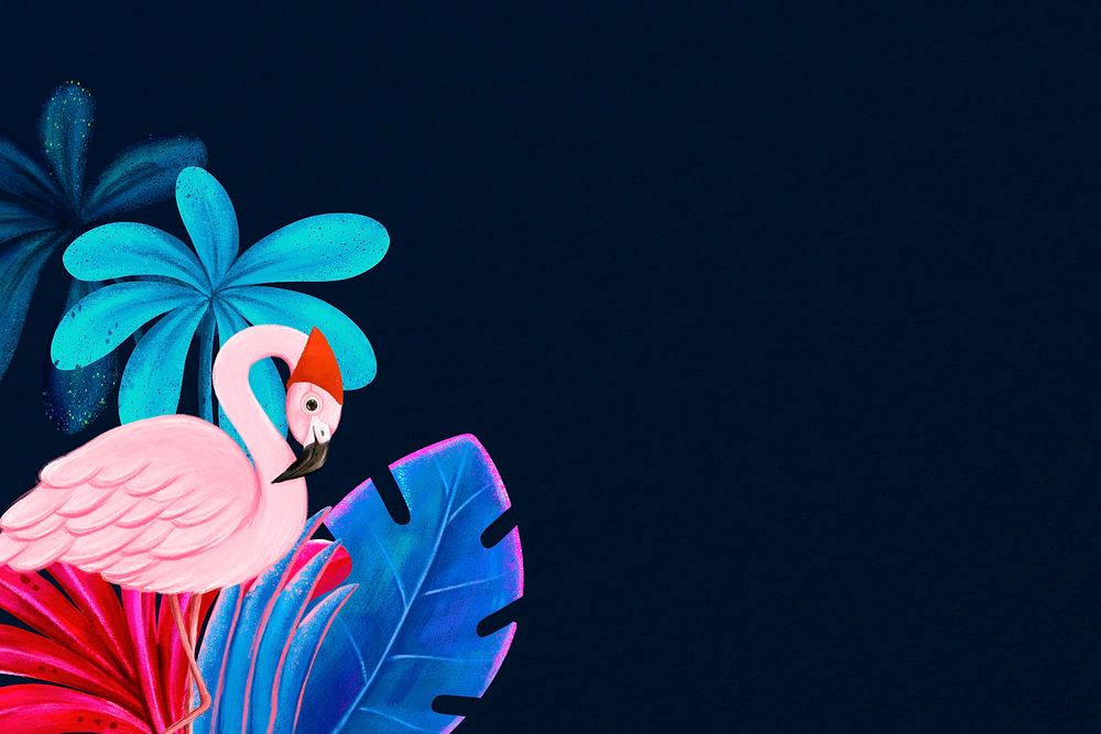 Flamingo background, black design, animal illustration