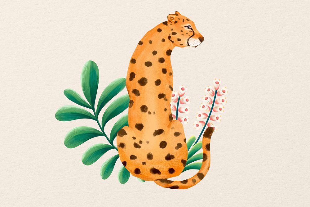 Cute cheetah background, animal illustration