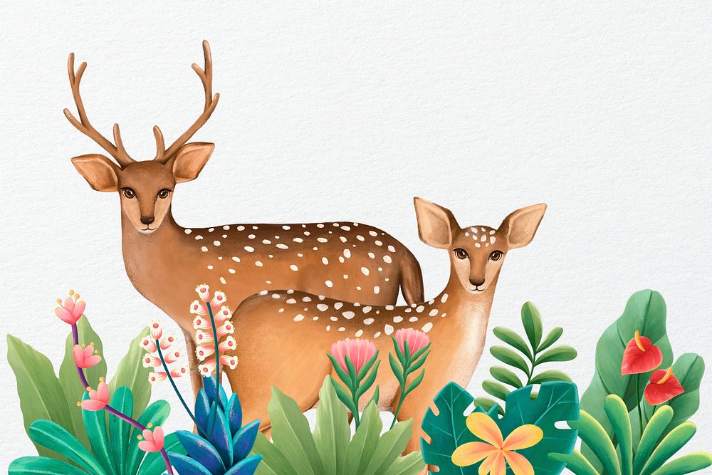 Deer background, beige design, animal illustration