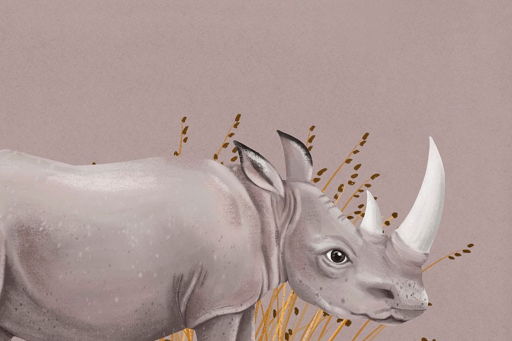 Rhino background, brown design, animal illustration