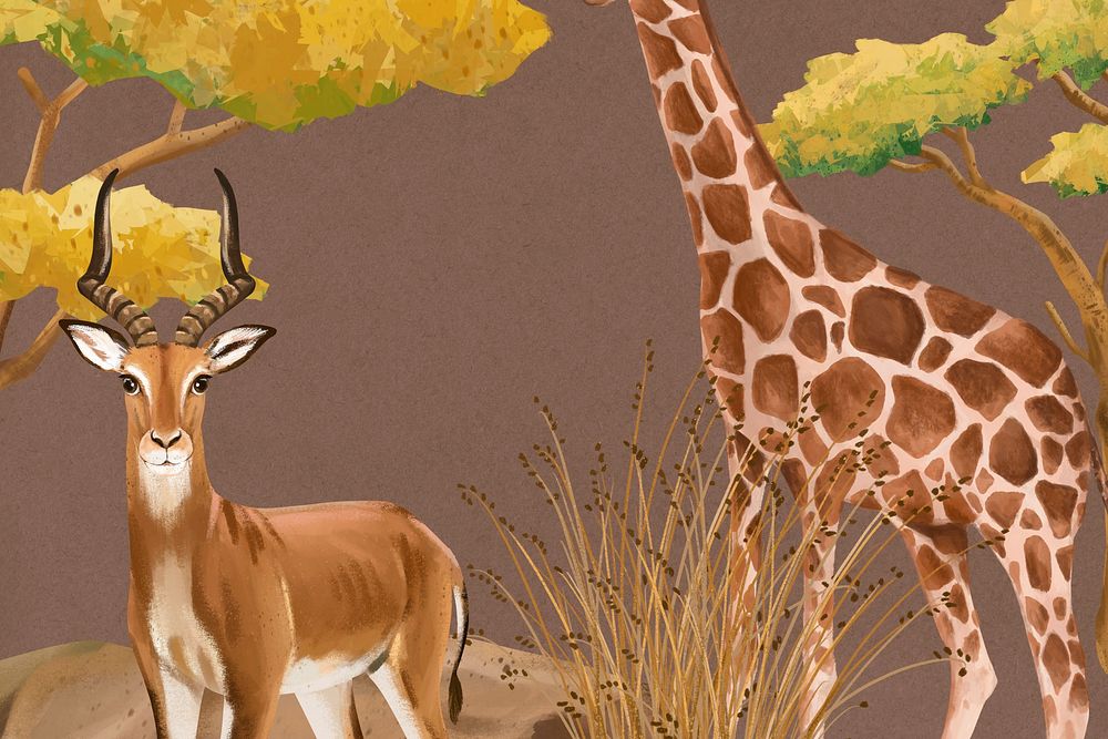 Impala wildlife background, brown design, animal illustration