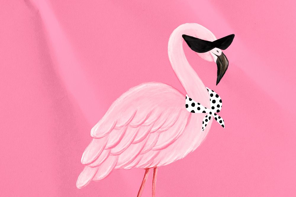 Cool flamingo background, pink design, animal illustration