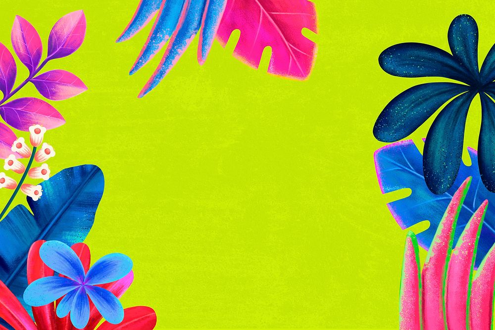Colorful tropical frame background, botanical illustration