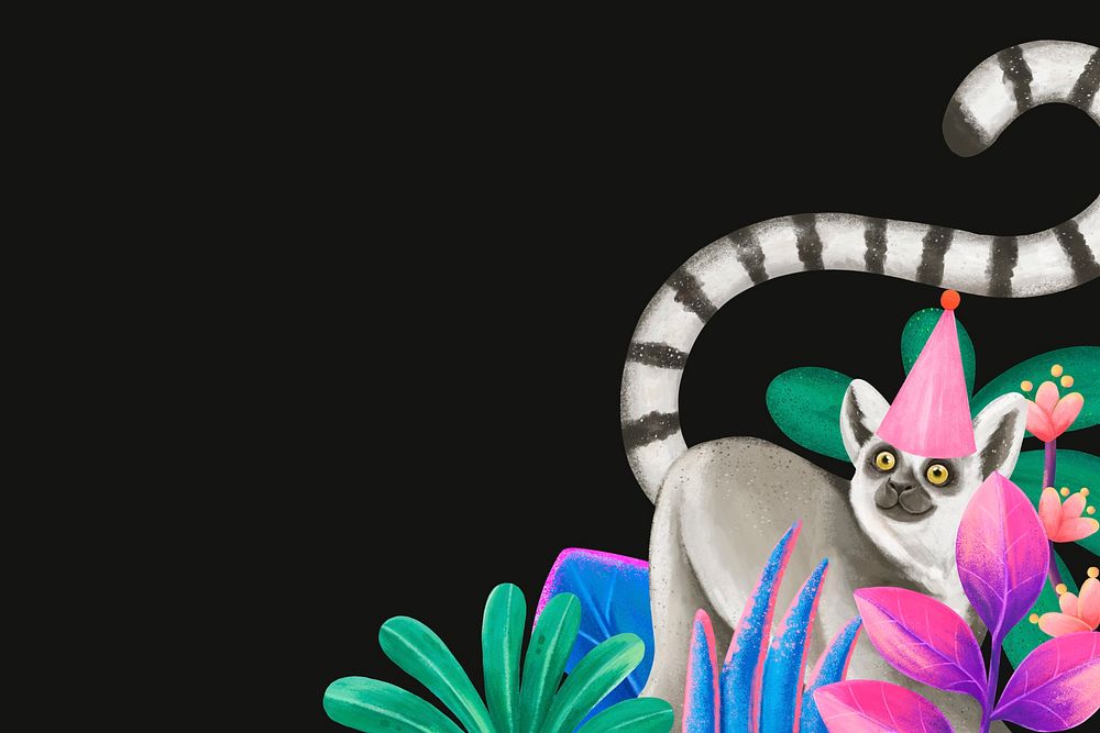 Lemur wildlife background, animal illustration