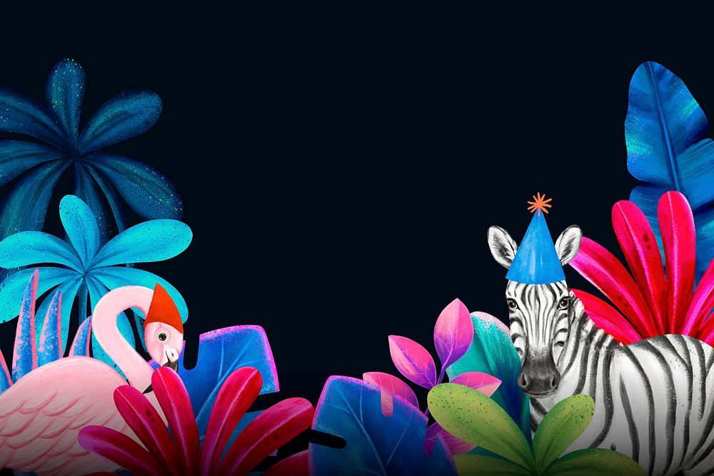 Colorful wildlife border background, animal illustration