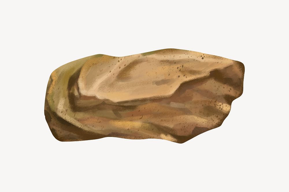 Brown rock collage element, stone illustration