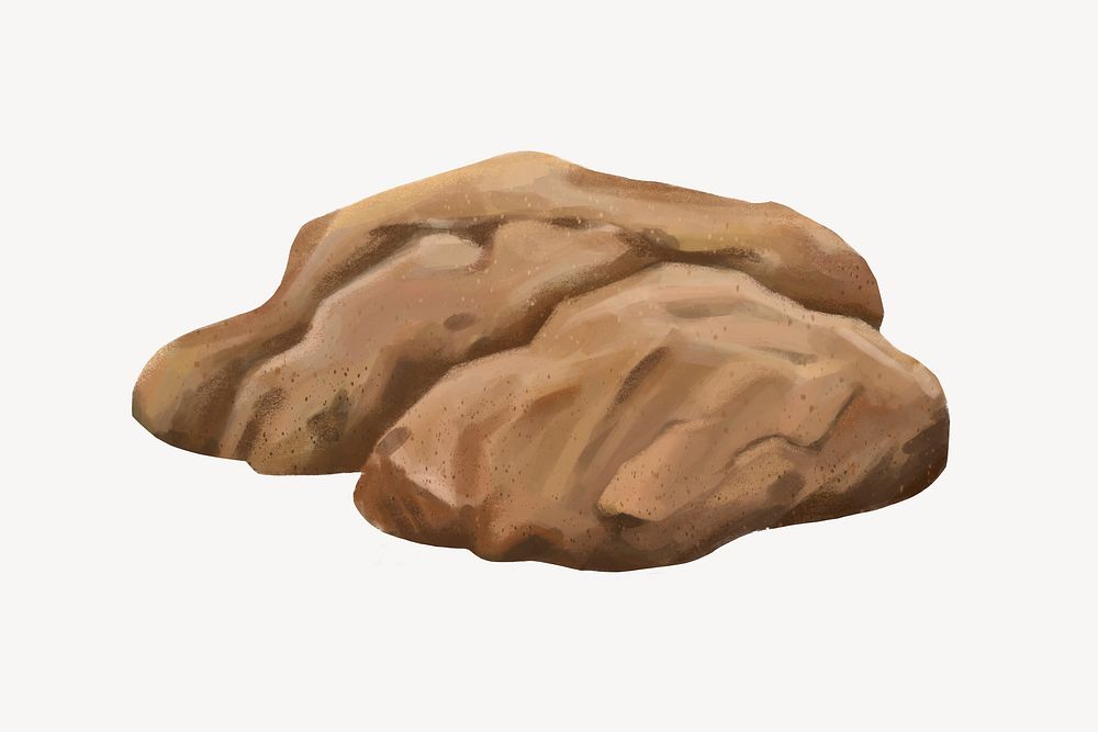 Brown rock collage element, stone illustration